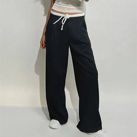 Drawstring Contrast Pants