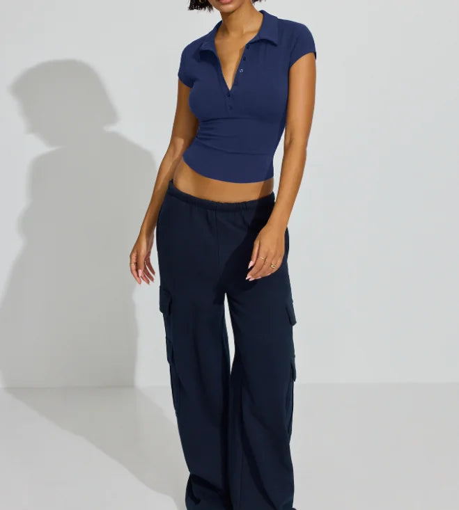 Button-Down Polo Top