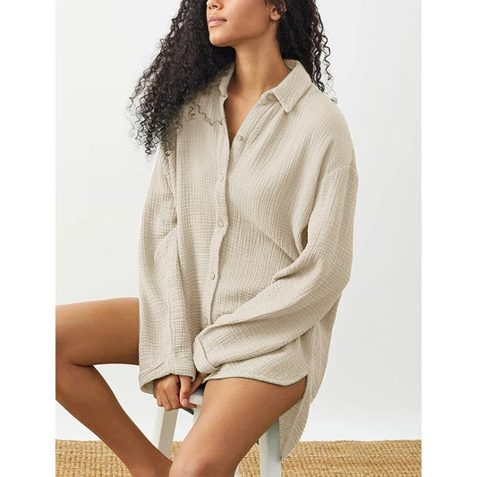 Button Up Long Sleeve Blouse