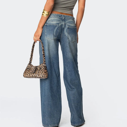 Bow Print Loose Jeans
