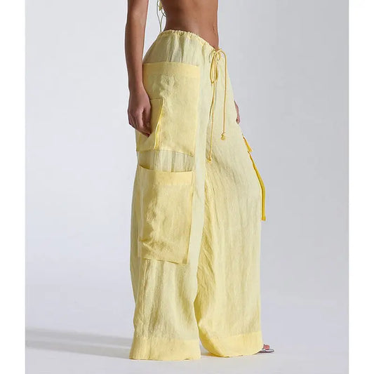 Drawstring Belt Loose Fit Pants