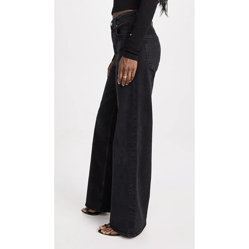 Black Comfort Wide Leg Jeans