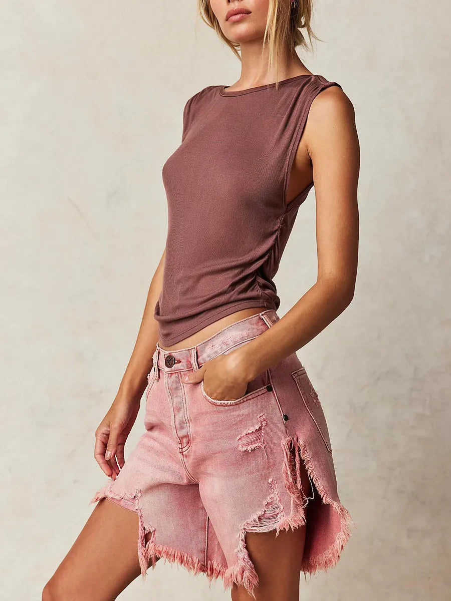 Ripped Pink Denim