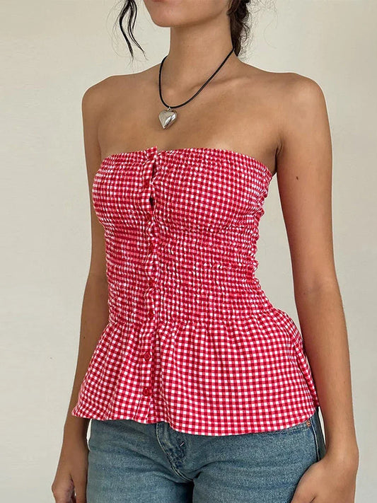 cherry gingham top