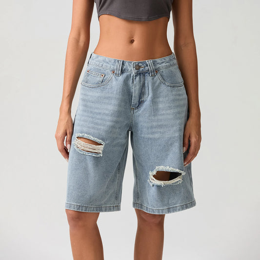 Ripped Denim Jort