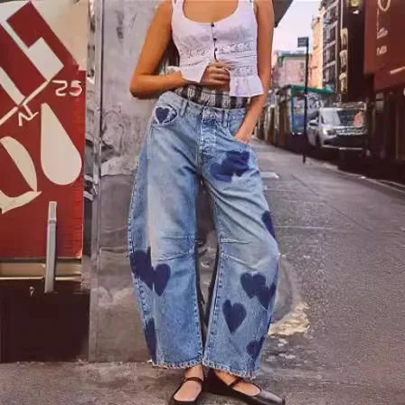 Heart Printed Jeans