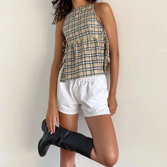 Side Lace Tie-Up Top