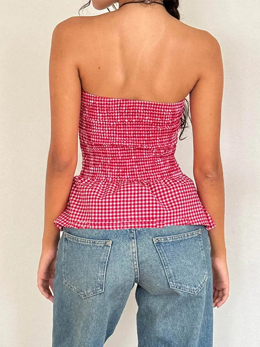 cherry gingham top