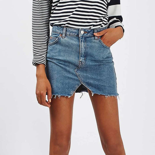 Triangle Cut Denim Skirt
