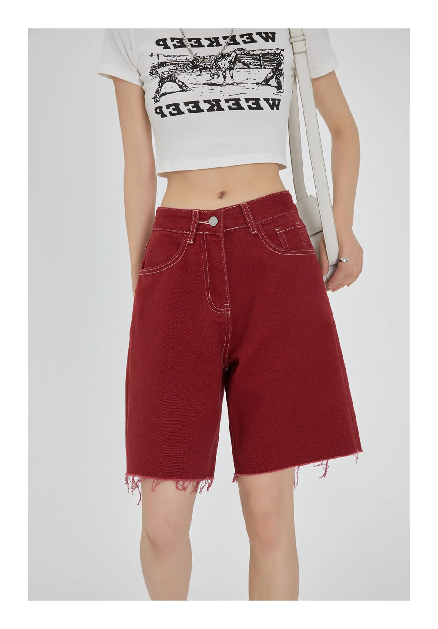 Red Denim Short