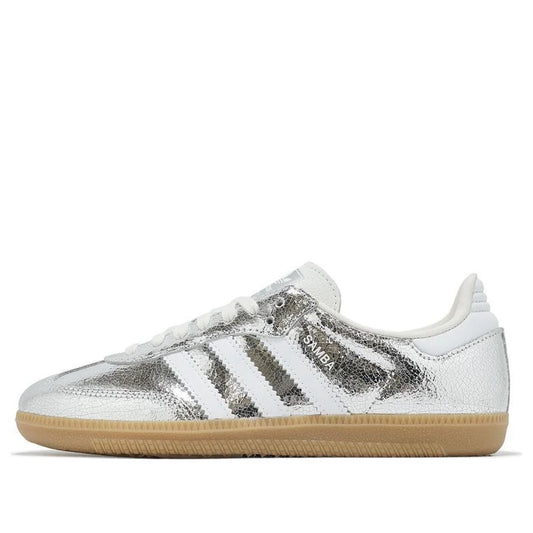 Adidas Silver Metallic Cracked Leather